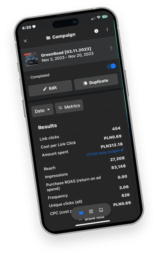 Mobile with dashboard